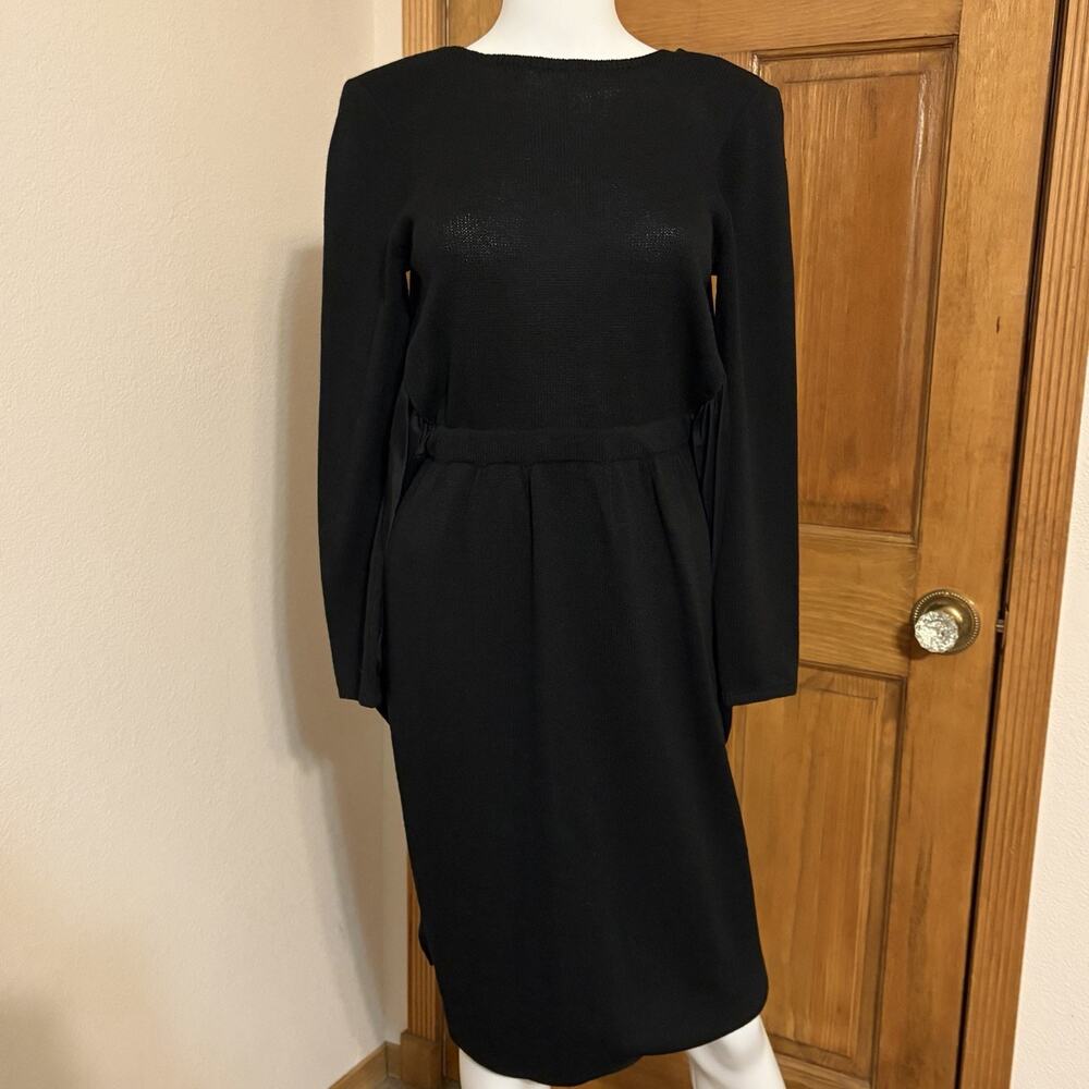 St. John For Saks Fifth Avenue Black Evening Gown Backless Jeweled Size 2 Knit